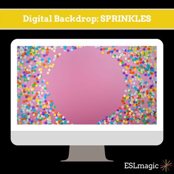Preview of Manycam Digital Teaching Background PINK RAINBOW SPRINKLES