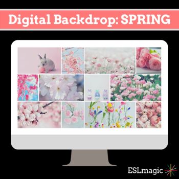 Preview of Manycam Digital Teaching Background SPRING COLLAGE (Girly)