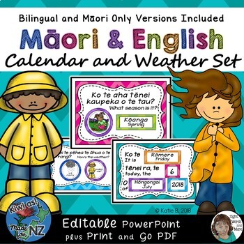 Preview of Maori / English Daily Calendar and Weather Set EDITABLE
