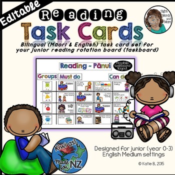 Preview of Maori \ English Reading Rotation Task Cards EDITABLE