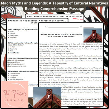 Preview of Maori Myths and Legends: A Tapestry of Cultural Narratives Reading Comprehension