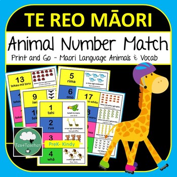 Preview of Te Reo Maori NUMBER MATCH GAME Animals 1-20