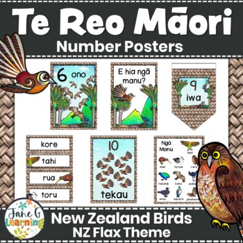Preview of Maori Numbers Posters | New Zealand Birds | Te Reo Maori Counting to 10 | Flax