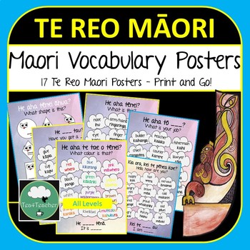 Preview of Te Reo Maori VOCABULARY POSTERS Objects People Places Actions Watercolour