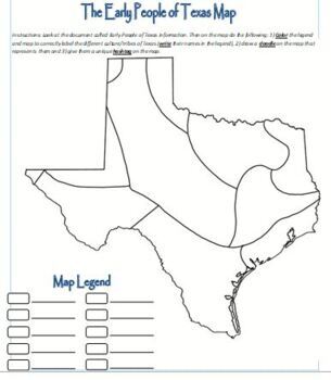 Preview of Map Activity - Texas Native Americans