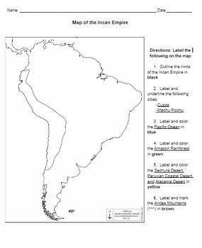 Map Activity Of Inca Empire By Valerie Mauger 