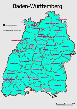 Preview of Map Administrative Structure Federal State Baden-Württemberg