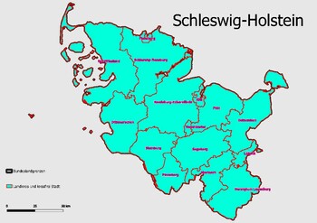 Preview of Map Administrative Structure Federal State Schleswig - Holstein