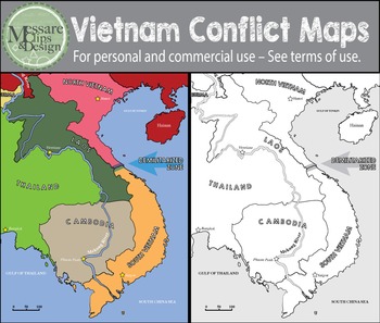 Preview of Map Clip Art: The Vietnam Conflict Map Set {Messare Clips and Design}