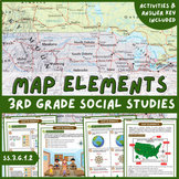 Map Elements Activity & Answer Key 3rd Grade Social Studies