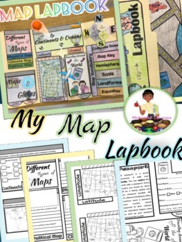 Preview of Map Lapbook | Map Skills Interactive Lapbook | Social Studies
