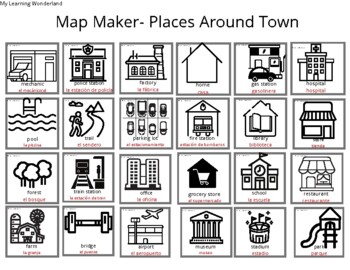 Preview of Map Maker- Places Around Town English & Spanish
