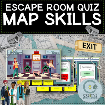 Preview of Map Reading Skills  Revision Escape Quiz - Like boom cards