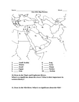 Preview of Map Review for Virginia Geography SOL