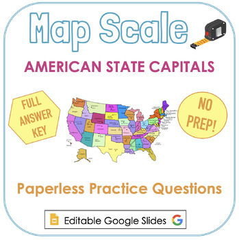 Preview of Map Scale | American State Capitals | Practice Questions | Digital Resource