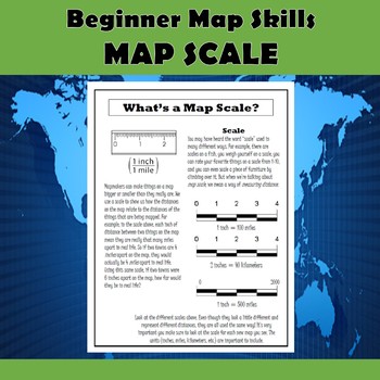 Preview of Map Scale Beginner Map Skills Activities - Elementary Geography