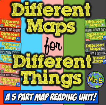 Preview of Map Skills Activities and Map Reading Bundle | 5 Different Maps Lessons