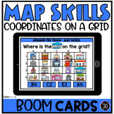 Map Skills Around the Town Coordinates on a Grid BOOM™ Task Cards