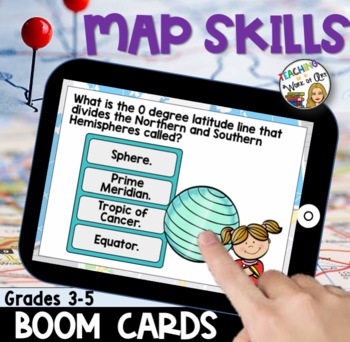 Preview of Map Skills BOOM CARDS- DISTANCE LEARNING