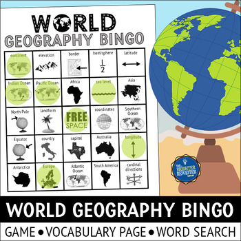 Preview of World Geography Bingo Game and Word Search