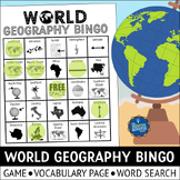 World Geography Bingo Game and Word Search