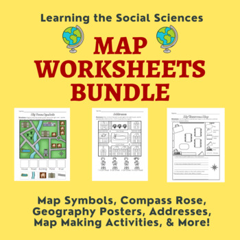 Preview of Map Skills Bundle: Symbols, Compass Rose, Globe, Maps, & More
