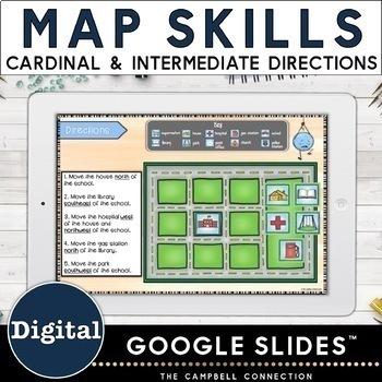 Preview of Map Skills Cardinal and Intermediate Directions Activity - Compass Rose