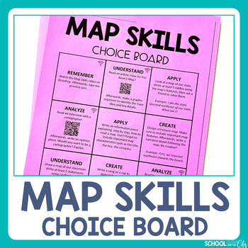 Preview of Map Skills Choice Board - Editable Independent Extension Activities