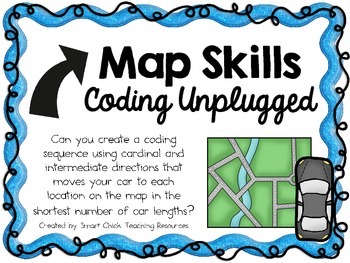 Preview of Map Skills & Compass Directions ~ Coding Unplugged Challenge ~ STEM