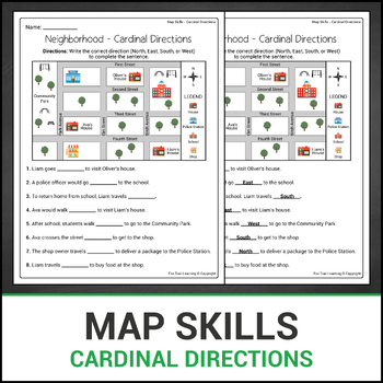 Preview of Map Skills | Neighborhood | Cardinal Directions | Fill in the Blank