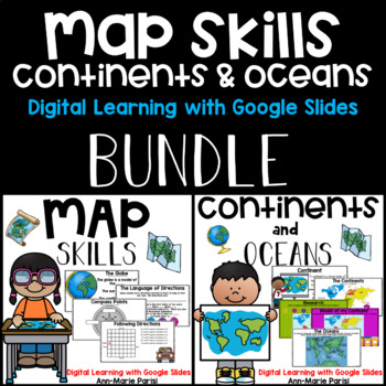 Preview of Map Skills & Continents and Oceans GOOGLE SLIDES BUNDLE