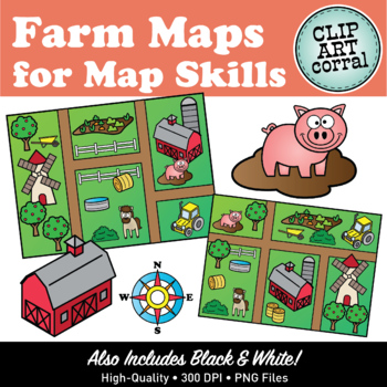 Preview of Map Skills Farm Maps Clip Art