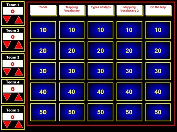 Preview of Map Skills Flash Jeopardy Review Game