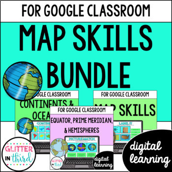 Preview of Map Skills & Geography Activities Google Classroom Digital Resources 