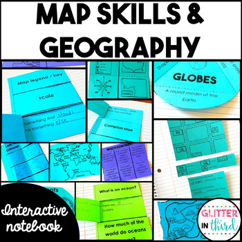 Preview of Map Skills & Geography Activities Interactive Notebook BUNDLE