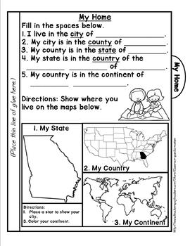 Map Skills: Georgia Grade 1 Tab Booklet Distance Learning  TpT