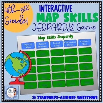 Preview of Map Skills Jeopardy Game (intermediate grades)