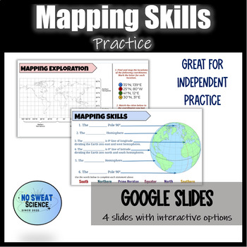 Preview of Map Skills: Latitude, Longitude, Hemispheres, Coordinates on Earth Practice