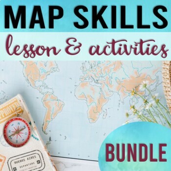 Preview of Map Skills Lesson & Activities Print and Digital Bundle