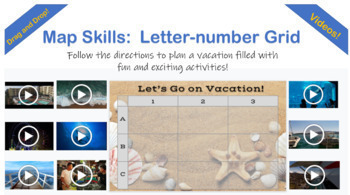 Preview of Map Skills:  Letter-Number Grid Practice with Videos!