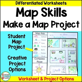 Preview of Map Skills Make Your Own Map Project with Map Worksheets and Map Activity