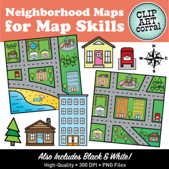 Preview of Map Skills Neighborhood Maps Clip Art