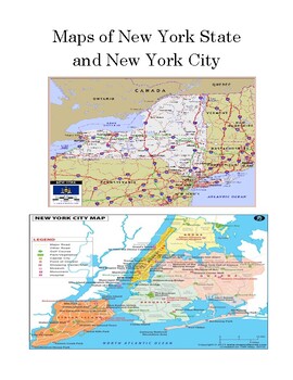Preview of Map Skills: New York City and New York State Worksheet (or Test) with Answer Key