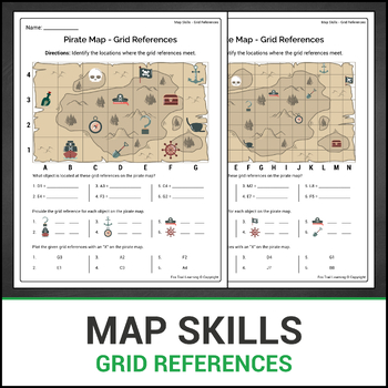 Preview of Map Skills | Pirate Treasure Map | Grid References | Locate, Identify and Plot