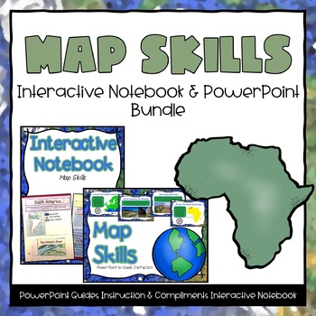 Preview of Map Skills PowerPoint & Interactive Notebook Bundle