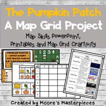 Preview of Map Skills PowerPoint & Map Grid Project: The Pumpkin Patch