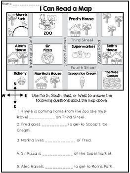 Reading Maps Worksheets by Katelyn Shepard - Lipgloss Learning and Lattes