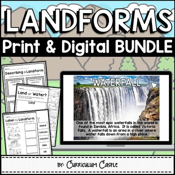 Preview of Landforms Print & Digital Activities BUNDLE