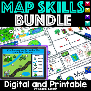 Preview of Map Skills Printable and Digital Bundle of Activities
