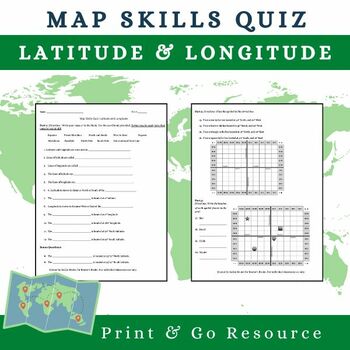 Preview of Map Skills Quiz on Latitude and Longitude!